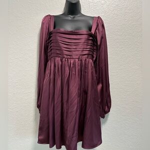 The A&F Emerson Satin Long-Sleeve Mini Dress M